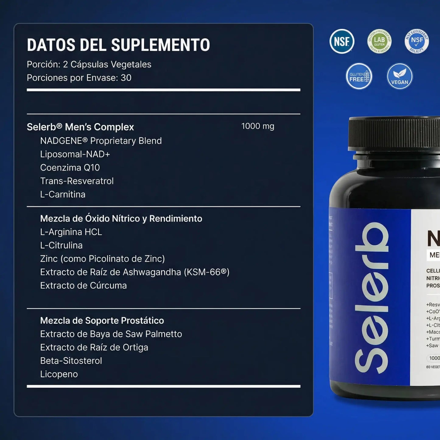 NAD+ liposomal para hombres | 60 Cápsulas