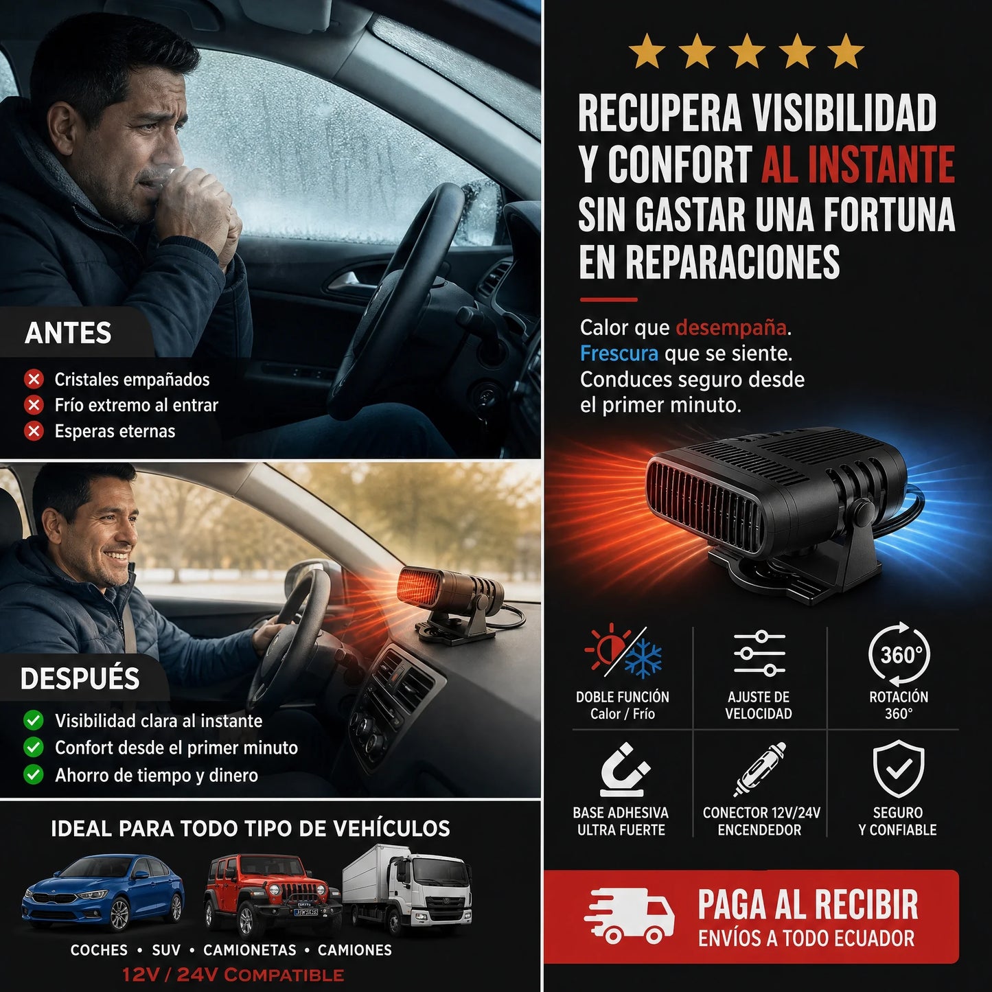 SmartAir™ Calienta, enfría y desempaña en segundos