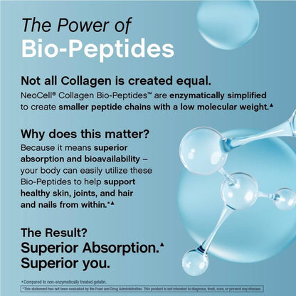 NeoCell Polvo de Bio-Péptidos de Colágeno | 22 onzas | Súper para el cabello, la piel y las uñas | Absorción superior