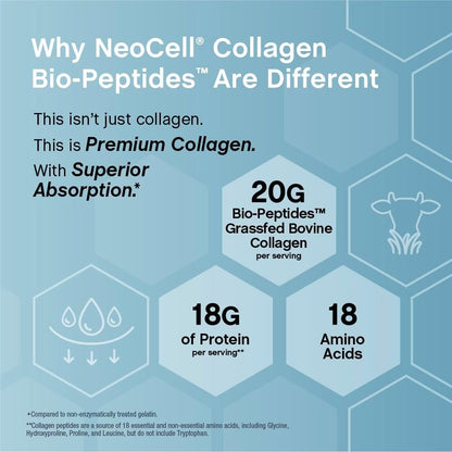 NeoCell Polvo de Bio-Péptidos de Colágeno | 22 onzas | Súper para el cabello, la piel y las uñas | Absorción superior